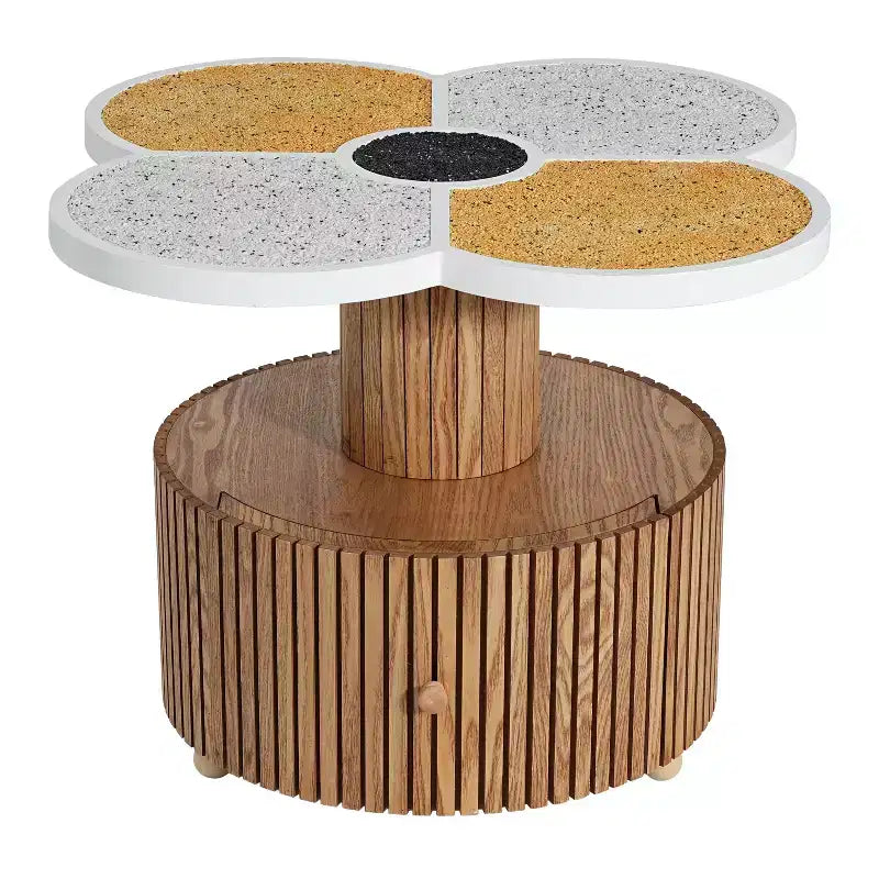 Four-Leaf Clover Accent Table, Artistic Side Table with Storage for Living Room, Bedroom