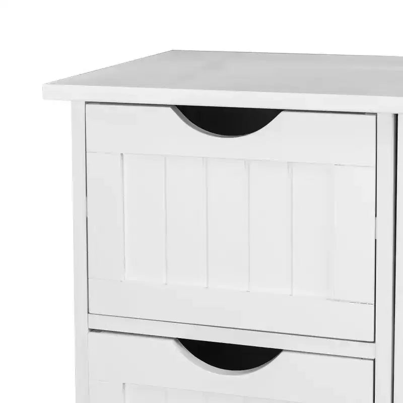 Single Door Bathroom Storage Cabinet with 4 Drawers, White