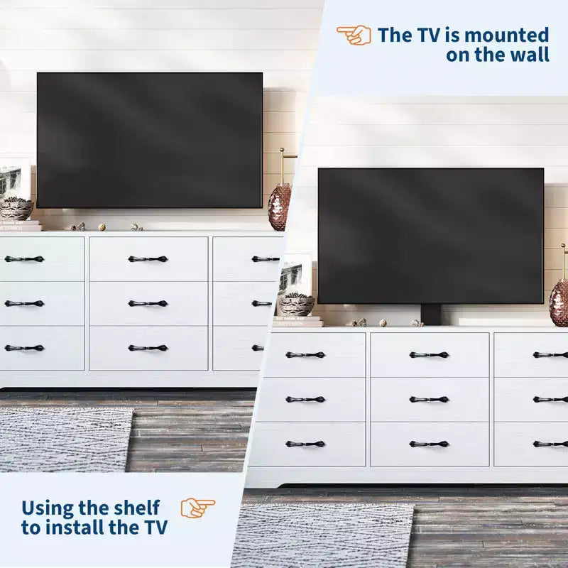 TV Stand with Mount for TVs Up to 85", Entertainment Center with 9 Drawers, Adjustable Height Media Console