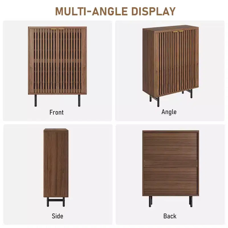 Shoe Storage Cabinet for Entryway, 6 Tier Wood Shoe Organizer with Doors