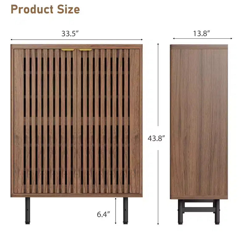 Shoe Storage Cabinet for Entryway, 6 Tier Wood Shoe Organizer with Doors