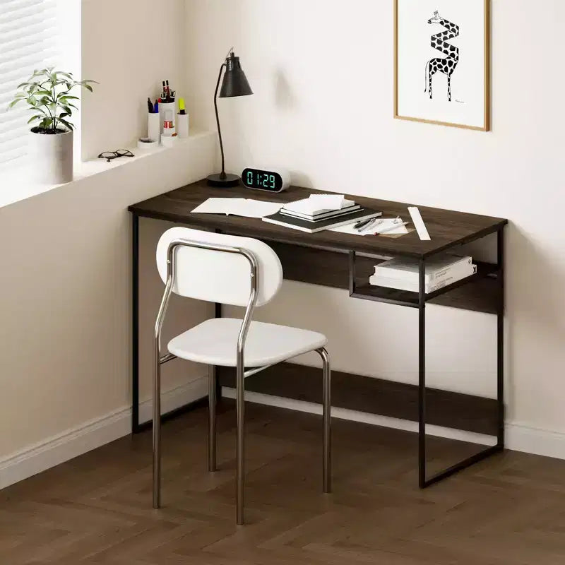 45" Computer Desk Metal Frame Study Table Home Office Workstation with Storage Compartment