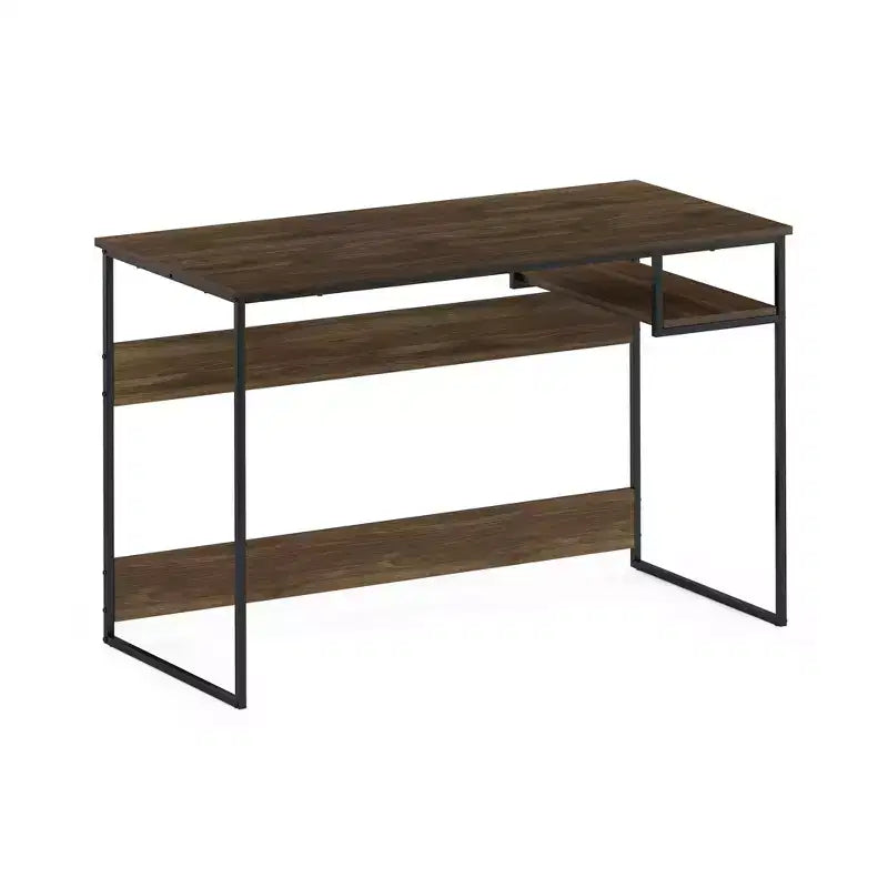 45" Computer Desk Metal Frame Study Table Home Office Workstation with Storage Compartment