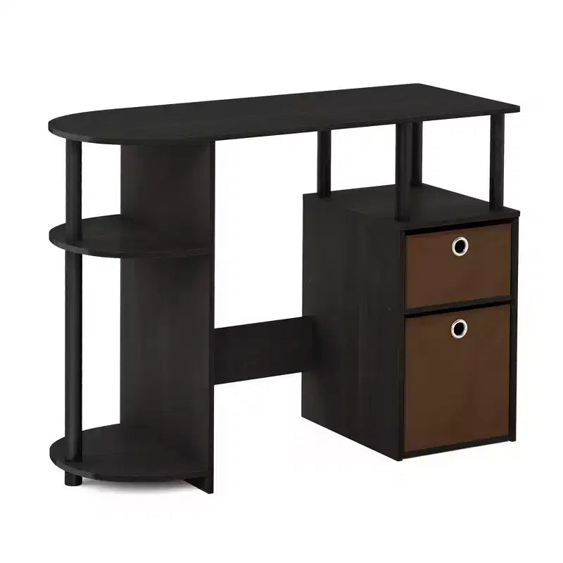 Simplistic Computer Desk Study Writing Workstation w/ Side Shelf & 2 Storage Bins