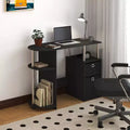 HOMLUX Simplistic Computer Desk Study Writing Workstation w/ Side Shelf & 2 Storage Bins