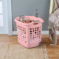 Wheeled Laundry Basket, 1.7 Bushel with Handles, Pink, 4 Pack