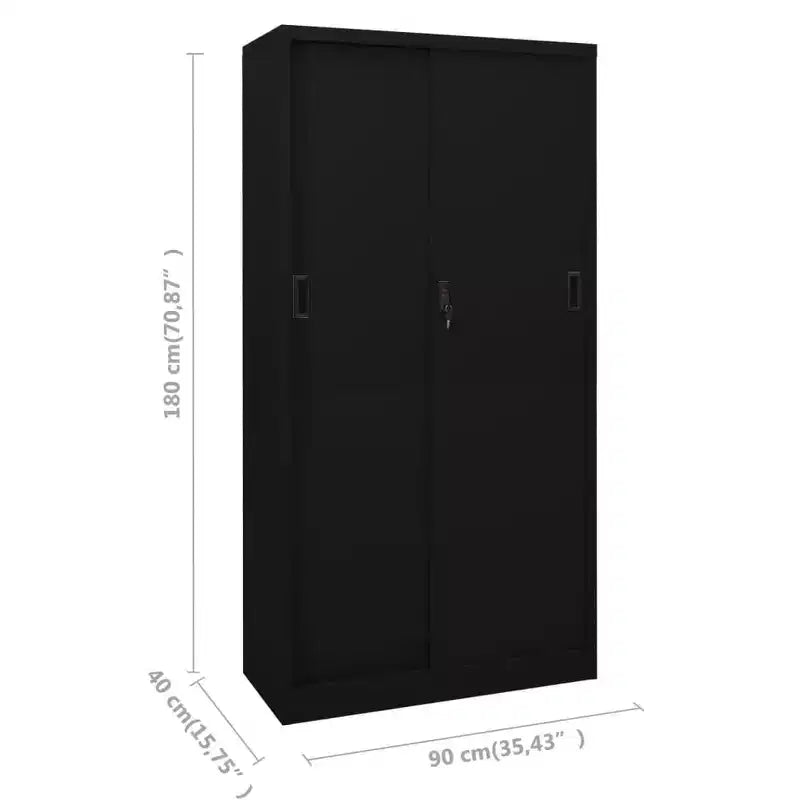 Filing Cabinet Lockable Storage with Sliding Door Steel