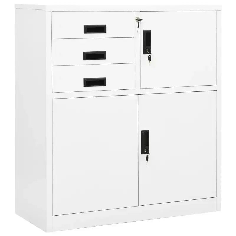 vidaXL Filing Cabinet Storage Office Cabinet with Lock for Home Office Steel - Light Gray Without Planter Box