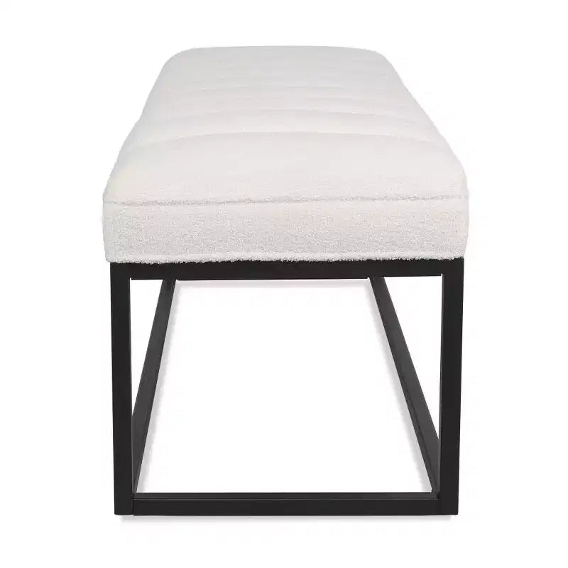 54 Inch Upholstered PU Leather Bench with Metal Base, Modern Entryway Bench for Bedroom & Living Room