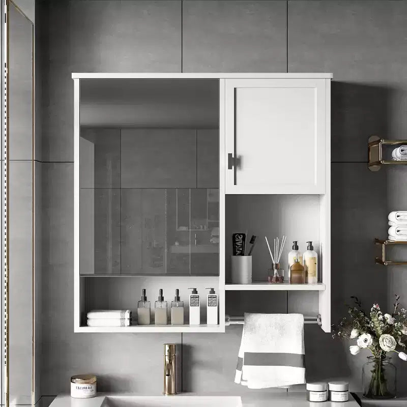 40 Medicine Cabinet with Mirror, Bathroom Storage Cabinet with Mirror Door Shelves Glass Door for Bathroom White