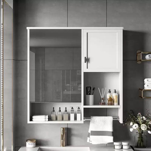 40 Medicine Cabinet with Mirror, Bathroom Storage Cabinet with Mirror Door Shelves Glass Door for Bathroom White