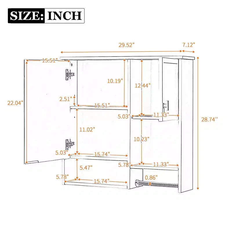 40 Medicine Cabinet with Mirror, Bathroom Storage Cabinet with Mirror Door Shelves Glass Door for Bathroom White