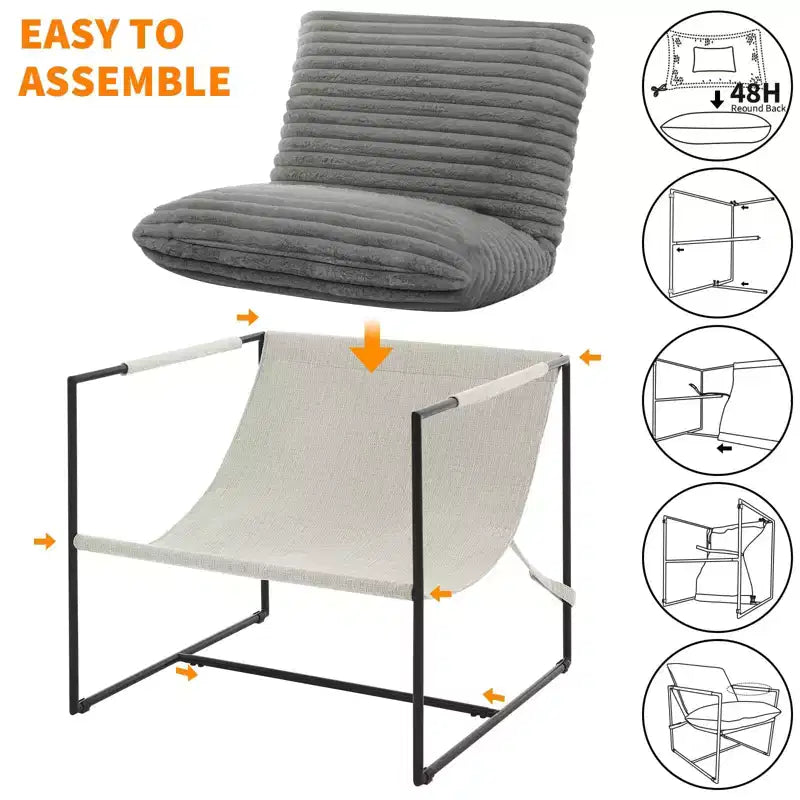 Mid Century Modern Accent Chair with Shredded Foam Cushioning