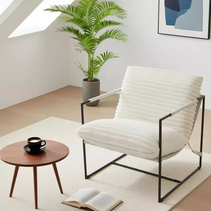 Sling Accent Chairs, Mid Century Modern Accent Chair, Cozy Reading Chair w/Shredded Foam Cushioning for Reading Rooms Bedrooms Balcony
