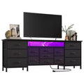 70 Inch Long Dresser TV Stand for 65, 75, 80 Inch TV, Wide 13 Chest of Fabric Drawers Dresser & Power Outlets and LED Lights for Bedroom