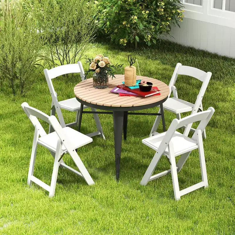 Set of 12 Dining Chairs w/ Rubber Wood Legs & Padded Seat for Home Office Events White