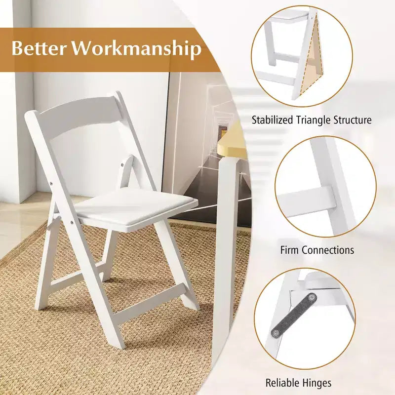 Set of 12 Dining Chairs w/ Rubber Wood Legs & Padded Seat for Home Office Events White