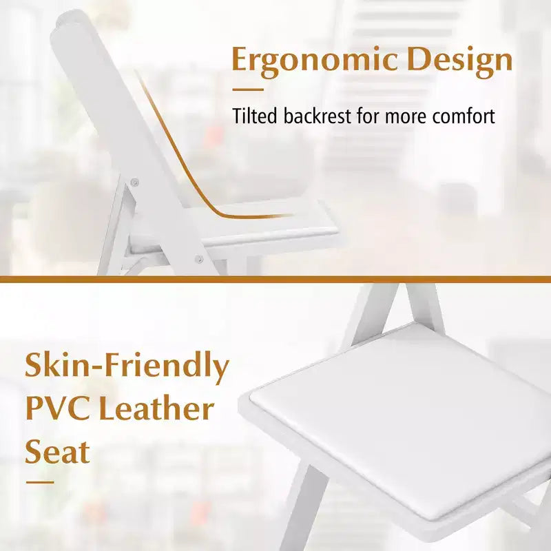 Set of 12 Dining Chairs w/ Rubber Wood Legs & Padded Seat for Home Office Events White