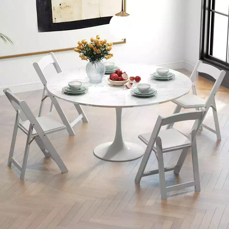 Set of 12 Dining Chairs w/ Rubber Wood Legs & Padded Seat for Home Office Events White