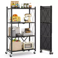 Costway 4-tier Foldable Storage Shelving Unit w/4 Universal Wheels for Kitchen Study