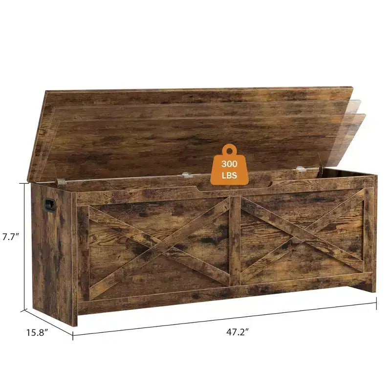 Wooden Storage Bench with Safety Hinges, Large Shoe Bench for Entryway, Living Room, and Bedroom