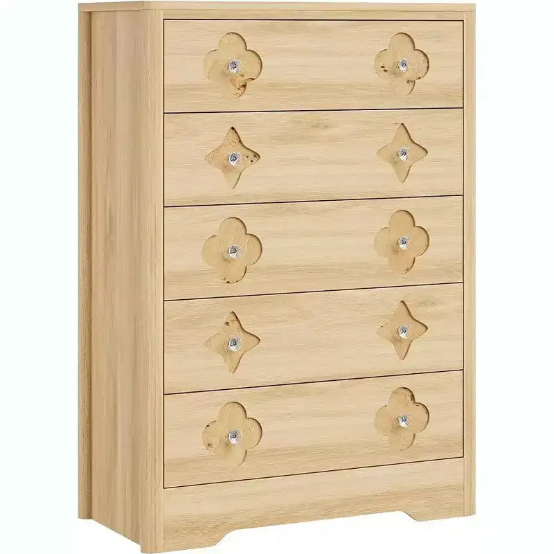 Fluted Dresser with 5 Drawers, 42.9" Tall Chest for Bedroom & Nursery