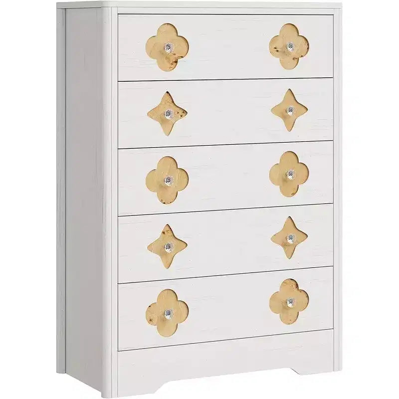 Fluted Dresser with 5 Drawers, 42.9" Tall Chest for Bedroom & Nursery