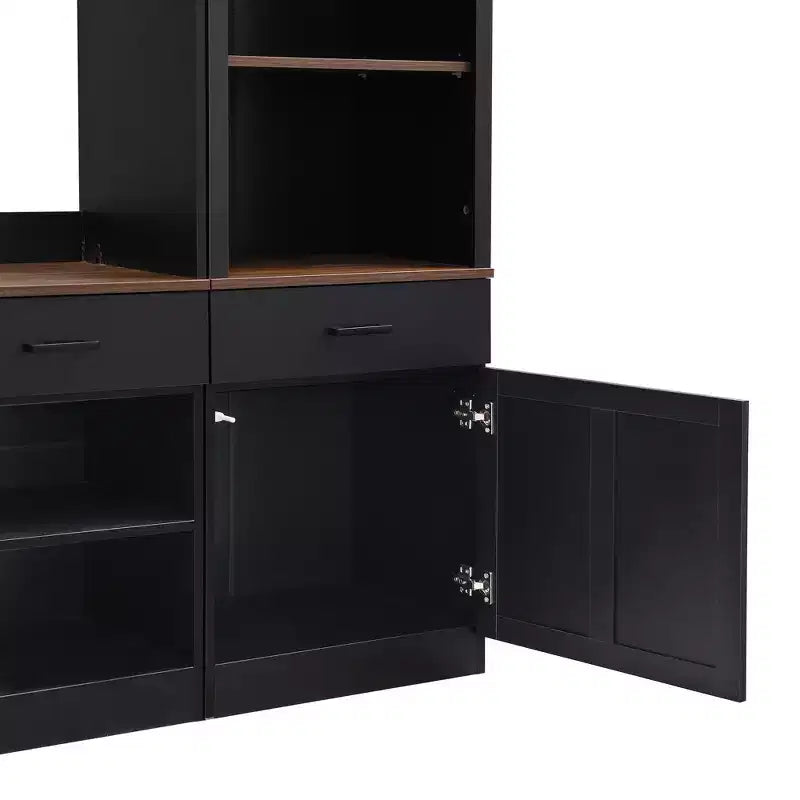 70" TV Entertainment Wall Unit with Bridge, Mid-Century Media Console with Bookshelf