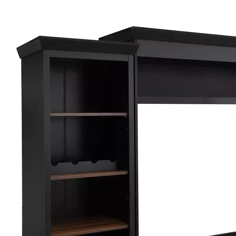 70" TV Entertainment Wall Unit with Bridge, Mid-Century Media Console with Bookshelf