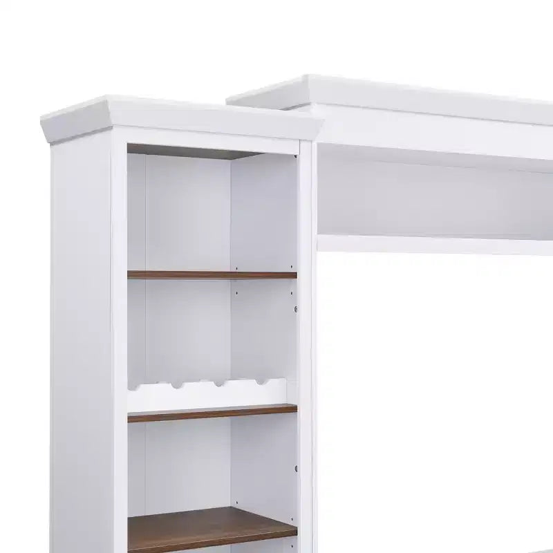 70" TV Entertainment Wall Unit with Bridge, Mid-Century Media Console with Bookshelf