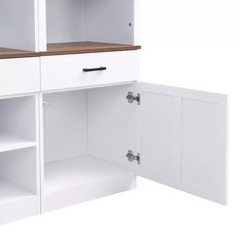 70" TV Entertainment Wall Unit with Bridge, Mid-Century Media Console with Bookshelf