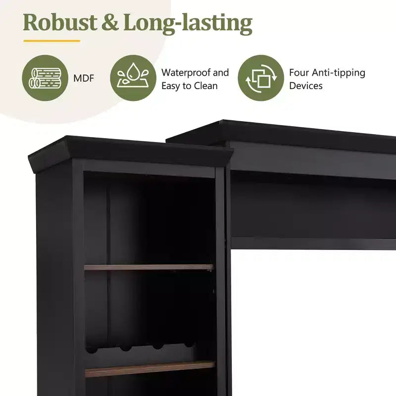 70" TV Entertainment Wall Unit with Bridge, Mid-Century Media Console with Bookshelf