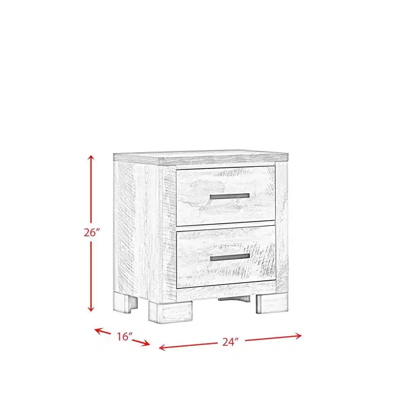 2 Drawer Nightstand Gray