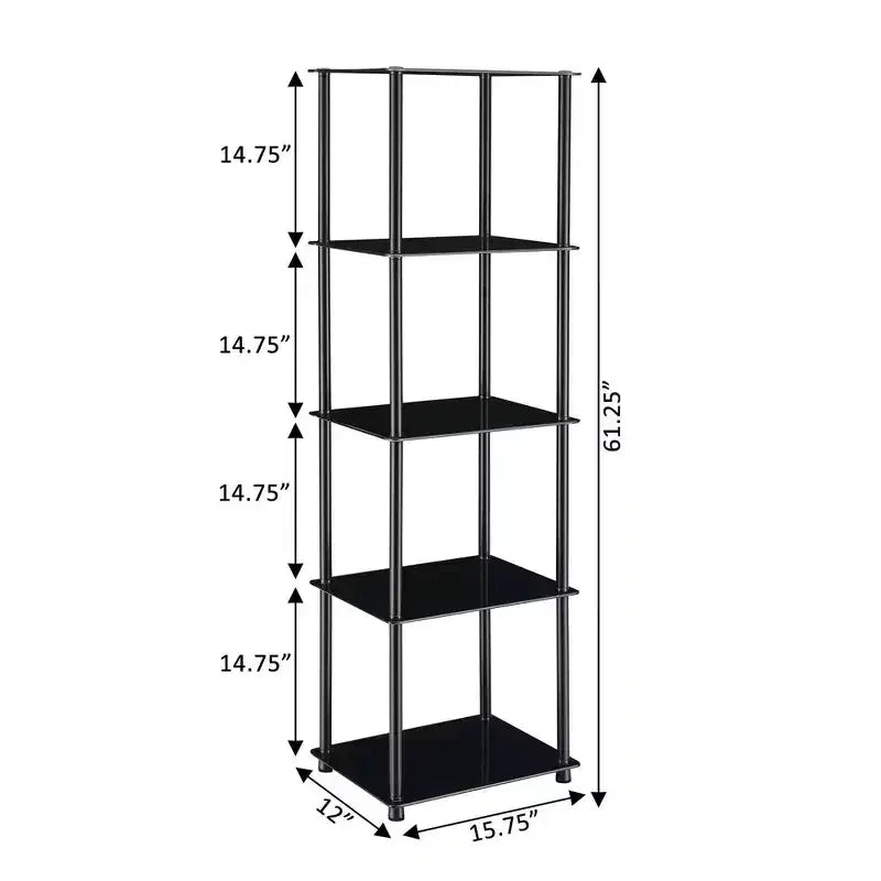 61.25" Glass 5-Tier Storage Shelf