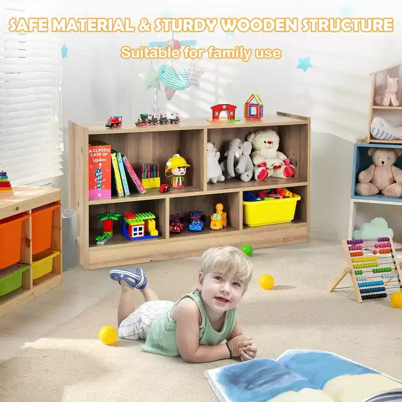 Wooden 5 Cube Children Storage Cabinet Bookcase Toy Storage Kids Rooms Classroom