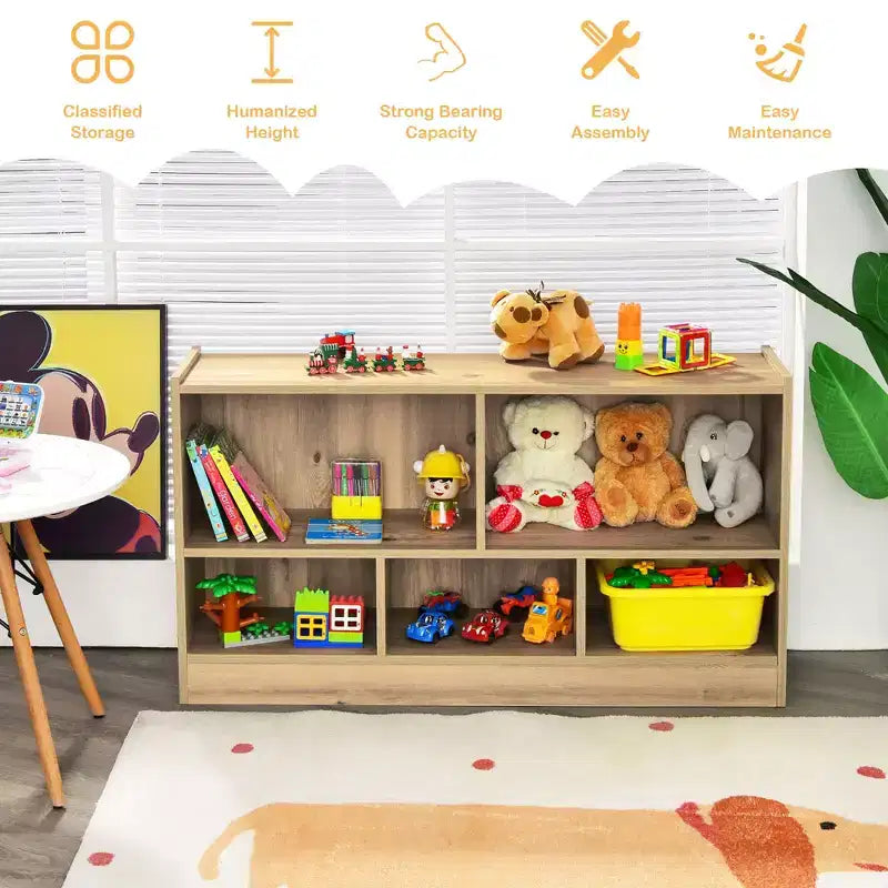 Wooden 5 Cube Children Storage Cabinet Bookcase Toy Storage Kids Rooms Classroom