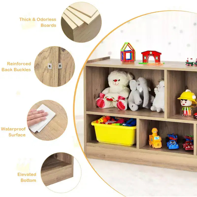 Wooden 5 Cube Children Storage Cabinet Bookcase Toy Storage Kids Rooms Classroom