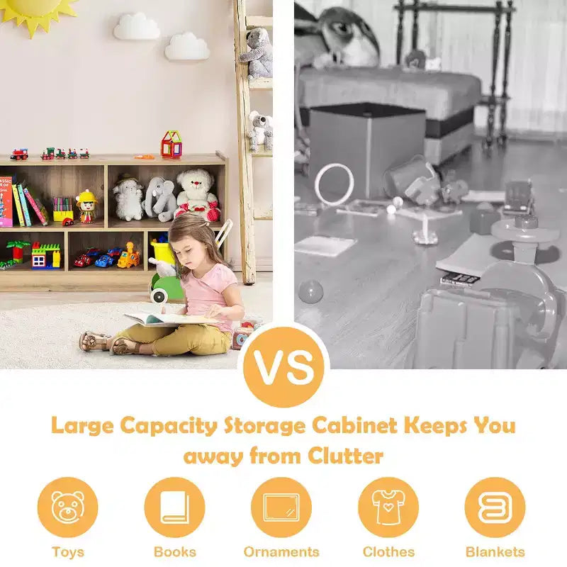 Wooden 5 Cube Children Storage Cabinet Bookcase Toy Storage Kids Rooms Classroom
