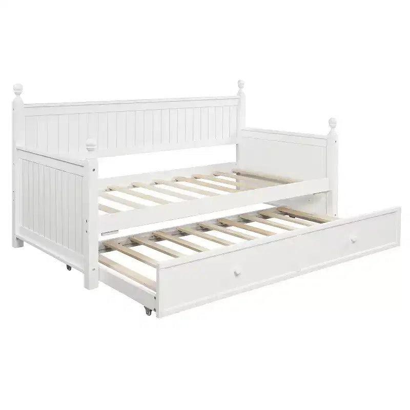 Twin Size Wood Daybed with Trundle Bed