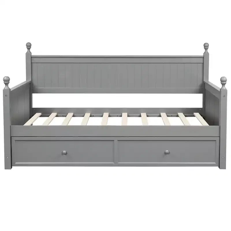 Twin Size Wood Daybed with Trundle Bed