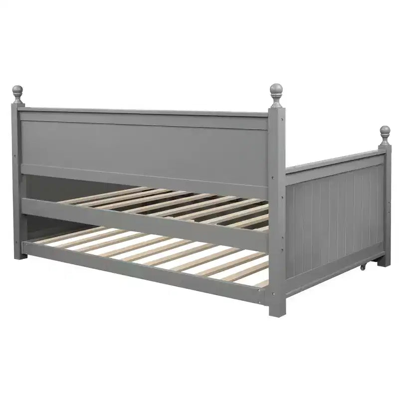 Twin Size Wood Daybed with Trundle Bed